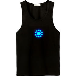 Glow-in-the-dark Iron Man Vest Men's Pure Cotton Slim Fitness Muscle Dog T-Shirt Sleeveless Waistcoat Plus Velvet Reactor Clothes