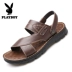 Playboy sandal nam 2018 hè mới giản dị bằng da thoáng khí giày đi biển mềm đế mềm nam trượt Sandal