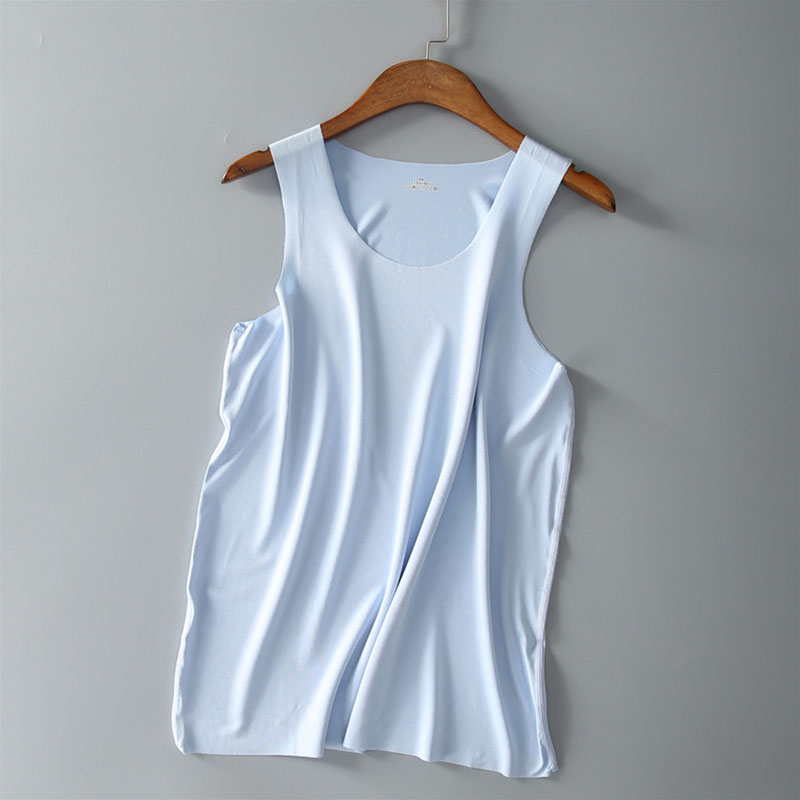 Không quét vest nam chặt chẽ tốc độ thể thao đàn hồi băng khô băng tay t-shirt Vòng cổ đáy áo vai bãi biển mùa hè