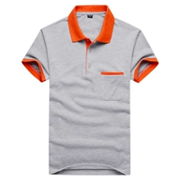 【Серая ткань】 оранжевый воротник+карман