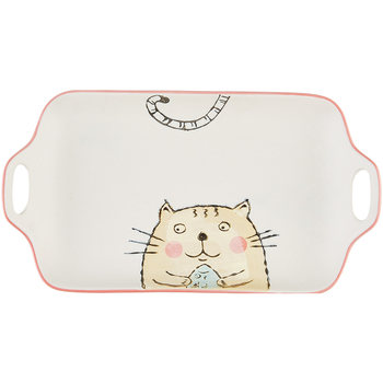 Japanese double-eared steamed fish ceramic rectangular dish plate
