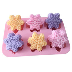 xj174 silicone cake mold ຫົກຮູ snowflake ໃຫມ່ເຮັດດ້ວຍມືສະບູ mold mold ສະບູຮູດຽວຜົນຜະລິດປະມານ 90 ກຼາມ