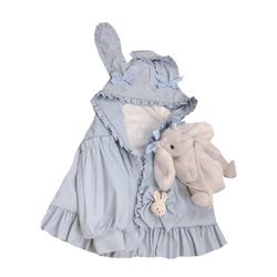 Doujiang original bunny ears Lolita versatile gray blue doll velvet-free hooded hooded sun ເສື້ອກັນແດດ
