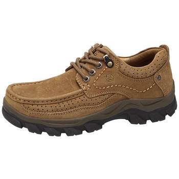 Cowhide nubuck camel strong grip rubber sole