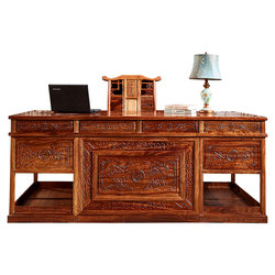 Mahogany desk rosewood hedgehog hedgehog rosewood boss desk supervisor table Chinese solid wood big class office desk desk