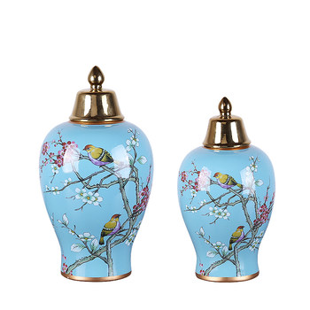 European-Style Ornaments for the Living Room Entrance, General Jar, American Country-Style Home Decorations, Model House Ornaments, Flower and Bird Jar