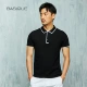 Màu đen và trắng tương phản màu cắt tỉa áo sơ mi POLO Yuanben 020022 nam mùa hè mỏng kinh doanh giản dị ve áo sơ mi ngắn tay áo polo nam