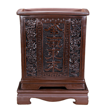 Yixing Purple Clay Flower Pots, Clivia Flower Pots, Chinese Style Antique Relief Pots, Indoor and Outdoor Flower Pots, Square Pots, Hexagonal Pots