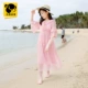 Váy bé gái Váy bé gái Đầm voan 10 Cô bé trên đầu gối Váy dài bãi biển 12 tuổi 15 - Váy đầm be gái 4 tuổi