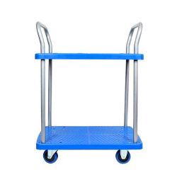 Double-layer, three-layer flatbed trolley with guardrail, two-tier tool trolley, instrument trolley, trailer truck, silent transport trolley