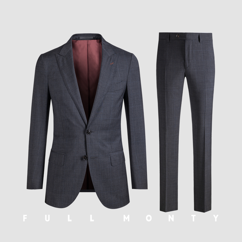 Full Monty Welsh sọc ca rô Suit nam len Suit Business Trim Professional Suit