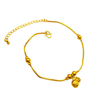 New Euro Coin Imitation Gold Bag Lucky Bag for Women Thick Gold Style Korean Fashion Bag Transfer Bead Anklet Jewelry Gold Plated Foot Jewelry for Women