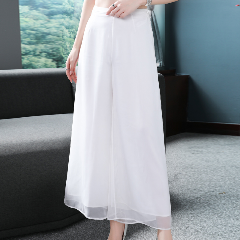 Tiên Trà Man Zen 2018 Summer New Pure White Loose Chân quần Slack quần Don-Wear