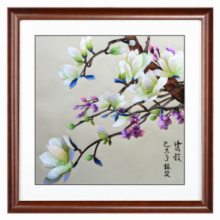 Su embroidery finished magnolia flower silk bedroom decoration painting