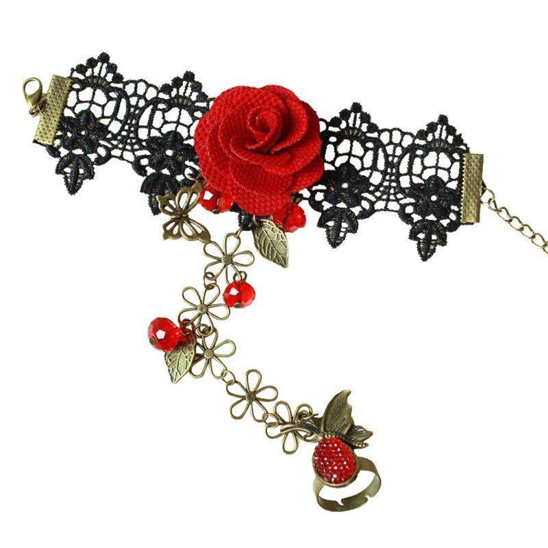 Rhinestone bracelet ring integrated bracelet retro