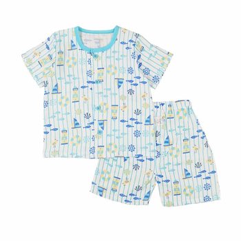 Belly protection thin gauze summer clothes for boys and girls, short-sleeved shorts set, ຊຸດນອນເດັກນ້ອຍ, ເຄື່ອງນຸ່ງເຄື່ອງປັບອາກາດ, ຝ້າຍບໍລິສຸດ 1234 ປີອາຍຸ