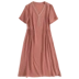 Mallock 2018 mùa hè mới của phụ nữ V-Cổ ngắn tay lỏng lỏng mỏng rắn đồng ammonia dài ăn mặc váy body 2 dây Sản phẩm HOT