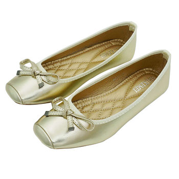 2024 spring and summer metal bow ballet flats women's square toe shallow mouth bean shoes flat heels pregnant mother women's shoes