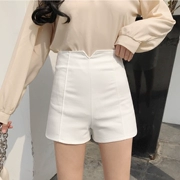 Mùa hè 2018 mới học sinh quần cạp cao cạp rộng quần lửng retro bên ngoài quần short màu trơn quần âu