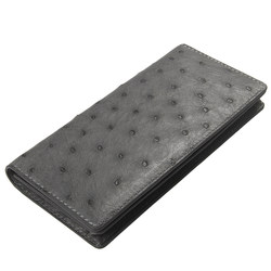 Fusion handmade leather goods high-end custom gray full ostrich leather ແທ້ classic version multi-card slot long wallet clutch bag