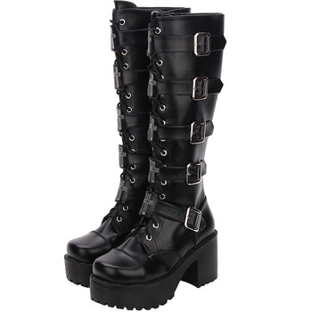 Pop's new autumn Gothic cross Lolita high-heel punk boots 7008