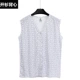 Ab đồ lót trung niên cộng với áo béo sữa cotton không tay áo len cotton cổ áo sơ mi nữ mùa hè mỏng