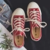 Mùa hè 2018 mới phong cách giày vải ulzzang phong cách Harajuku nữ sinh viên Hàn Quốc phiên bản giày đế xuồng hoang dã giầy thể thao nữ đế cao Plimsolls