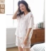 Niya new pyjama mùa hè cotton ngắn tay ngắn thời trang dễ thương ngọt ngào mỏng dâu phù hợp với dịch vụ nhà - Cha mẹ và con áo ngủ Cha mẹ và con