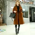 Chống mùa len màu đen coat dày hơn kích thước lớn Hàn Quốc phiên bản của gió áo len nữ coat caramel màu dài retro áo khoác blazer Trung bình và dài Coat