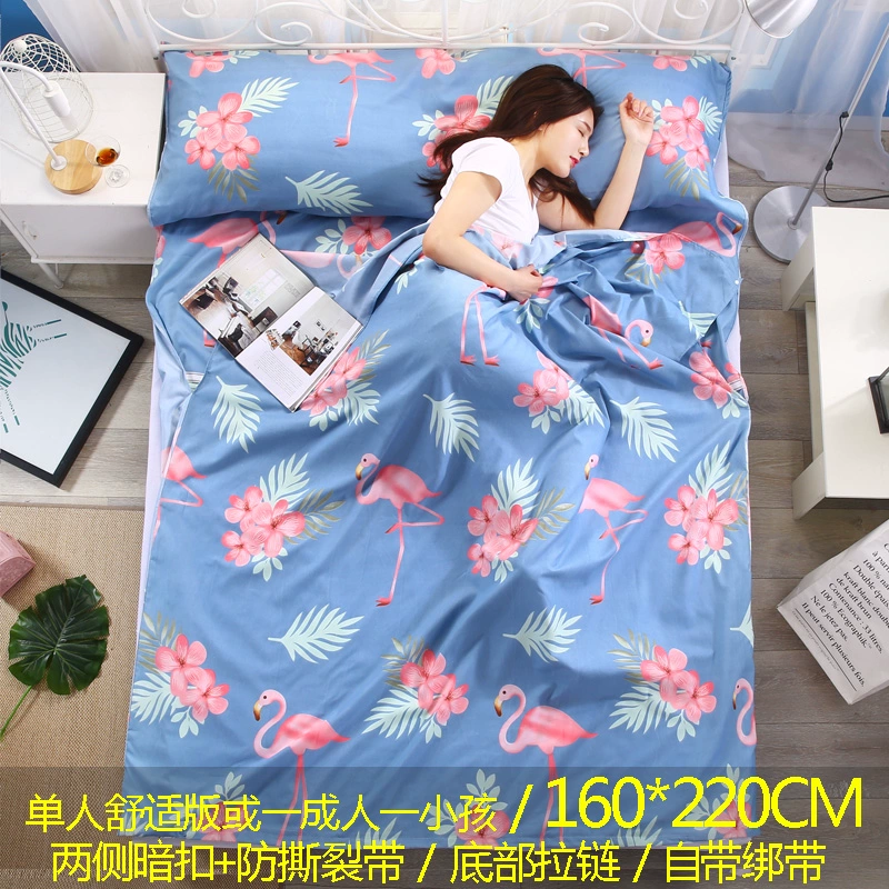 Bẩn đen vải chăn đệm bao gồm du lịch sức khỏe huỳnh quang màu xanh lá cây màu be xám túi ngủ lanh đệm bìa tím hai mét - Túi ngủ túi ngu