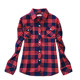 Women's long-sleeved new pure cotton plaid shirt