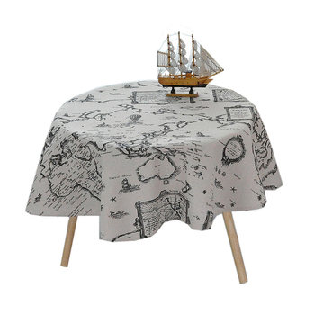 Tablecloth ins style round small coffee table retro world map cover cloth ເສັ້ນຜ່າສູນກາງ 60cm balcony ຂະຫນາດນ້ອຍ round tablecloth