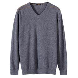 Henjue's new wool sweater men's v-neck 100% wool sweater men's sweetheart collar business sweater sweater winter