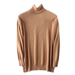 2023 new autumn and winter men's thickened turtleneck cashmere sweater, versatile sweater, casual knitted sweater, solid color bottoming shirt