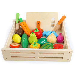 Children's magnetic fruits and vegetables cut music Baby wooden cutting to see the kitchen simulation of house set toys