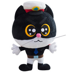 Meiying ທີ່ແທ້ຈິງໃຫມ່ cat sheriff ສີດໍາ cat ສີຂາວຜູ້ນໍາຫນຶ່ງຫູ mu ສາມ toy plush toy doll ຂອງປະທານແຫ່ງ