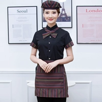 Черная шапка, фартук, короткий рукав