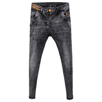 ຄົນອັບເດດ: ຄົນອັບເດດ: ຂອງຜູ້ຊາຍອິນເຕີເນັດສະເຫຼີມສະຫຼອງ versatile ສີຂີ້ເຖົ່າ jeans ຜູ້ຊາຍ trendy ສັງຄົມ slim-fitting pants ສໍາລັບຜູ້ຊາຍທາງວິນຍານ pants ເກົ້າຈຸດ