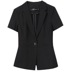 Summer short -sleeved suit female thin summer professional dress jacket hotel work clothes front desk work outfit black suit