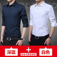 5618 Long -Sleeed Dark Blue+White