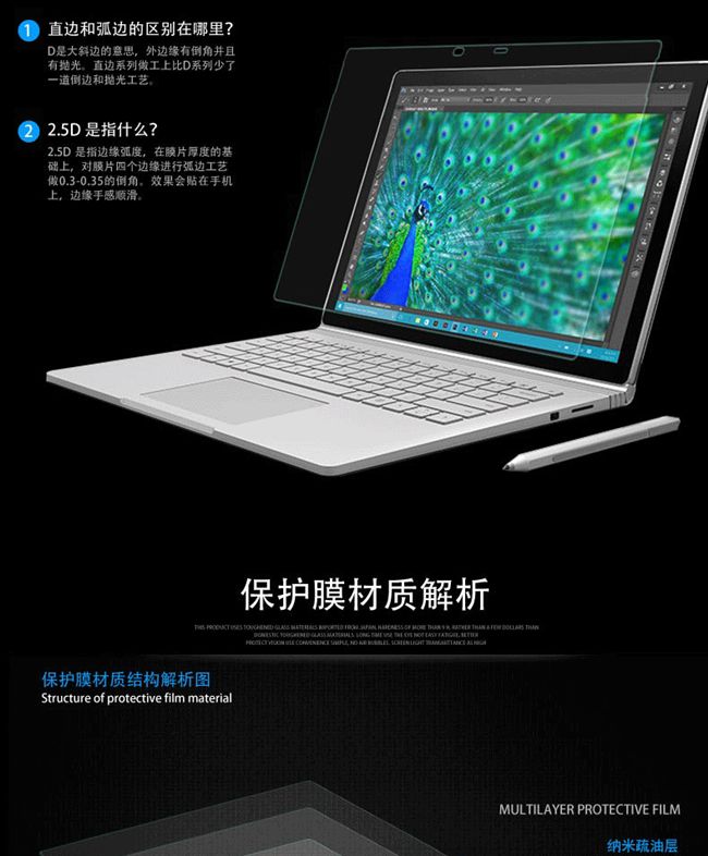 Microsoft máy tính bảng mới Surface3 pro3 / 4/5 kính cường lực cuốn sách bảo vệ màn hình cuốn sách phụ kiện ốp ipad pro 2020
