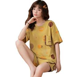 Pajamas for women summer short-sleeved pure cotton thin 2024 new large size summer two-piece suit summer home clothes