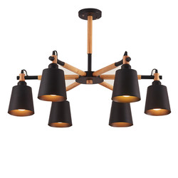 Nordic wood art chandelier living room and restaurant creative personality LED branch eight-head black and white log Japanese lamps