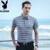 Playboy ngắn tay T-Shirt top nam mùa hè mới kinh doanh bình thường sọc áo sơ mi cổ áo lỏng POLO áo sơ mi ao thun polo nam Polo