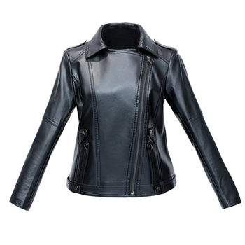 2022 Autumn New Haining Leather Clothing Women's Short Suit Motorcycle Style Korean Slim Fit Small Suit Large Size Jacket Leather