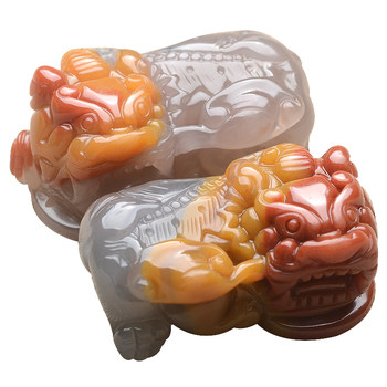 Huanglong jade pixiu pendant pair of ice overlord yin and yang