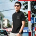 Vải Huyền thoại Mùa hè Động vật Thêu Ve áo Slim Polo Áo thun nam ngắn tay Áo sơ mi Thanh niên áo polo đen Polo