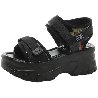 松糕凉鞋女厚底夏2025年新款防水台高跟坡跟时尚百搭软底增高罗马