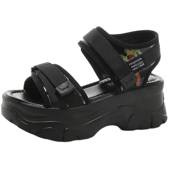 松糕凉鞋女厚底夏2025年新款防水台高跟坡跟时尚百搭软底增高罗马