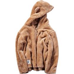 ສີຄີມ SODA Teddy Bear Collaboration Cute Bear Ears Velvet Hooded Jacket Children's Hoodie